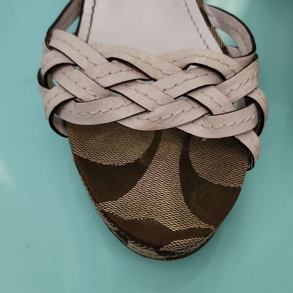 Coach Cream and Brown Braided Sandals Size 8 - Picture 6 of 8